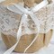 Natural Satin Ribbon Lace Accent on Burlap Flower Girl Basket